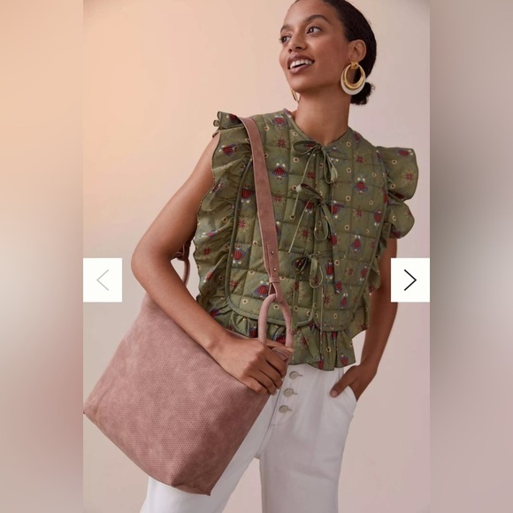 NWT Anthropologie Loop Handle Bucket Bag Taupe Vegan Leather - Picture 5 of 10